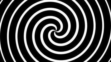 Hypnotic black and white spiral illusion forms a seamless looping psychedelic animation video