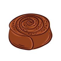 Cinnamon roll pastry in flat style. Perfect for bakery branding icon, delivery packaging, breakfast menu design and sweet pastry shop. vector