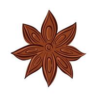 Star anise spice with petal segment in flat style. Perfect for culinary logo, spice shop packaging, herbal product decoration and botanical illustration. vector
