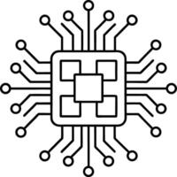 Microchip Circuit Board Diagram Black and White Technology Icon Graphic Illustration vector