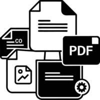 Black Silhouette File Type Icons P D F D O C J P G C O Graphic Design Elements vector
