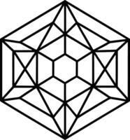 Abstract Black Geometric Line Art Hexagonal Crystal Structure Mineral Design vector