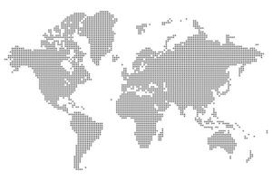 Polygon shape dotted world map illustration showing point based earth design. Ideal for web, prints, or data visuals, Polygon shape dotted world map design. Dotted shape map in polygene vector