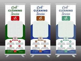 Dust cleaning services roll up banner design. Cleaning service social media template design. Editable cleaning services roll up banner design vector