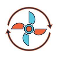 A fan with a blue and orange design vector