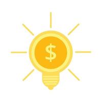 Golden Light Bulb with Dollar Sign for Financial Idea and Investment vector