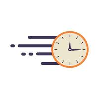 Orange and White Clock with Purple Speed Lines for Fast Time vector