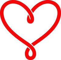 Flat Style Bright Red Continuous-Line Heart Outline with Teardrop Knot Loop on White Background vector