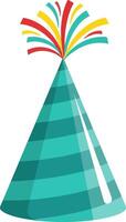 Teal Party Hat with Colorful Streamers vector