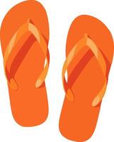 Bright Orange Flip-Flop Pair in Minimalist Top-Down Composition on White Background vector