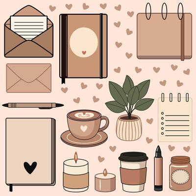 This cozy aesthetic sticker set features charming illustrations perfect for journaling, planning, and digital design.
