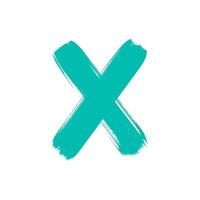 Hand Painted Turquoise Brushstroke X Mark with Textured Strokes on White Background vector