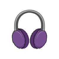 Minimalist Illustration of Deep Purple Fuzzy Earmuffs with Gray Headband on White Background vector