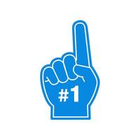 Flat Illustration of Vibrant Blue Foam Finger with White 1 Text and Outlined Hand Shape on White Background vector