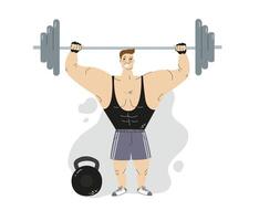 Bodybuilder man and fitness. Strength training routines in the gym. Personal Training. Strength training routines in the gym vector