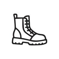 Explore the Rugged Style of a Fashionable Combat Boot in Bold Outline vector