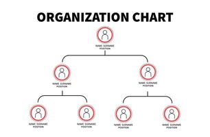 Organization Chart Infographics with People Icon and Abstract Line, Business Structure, Hierarchy of employees vector