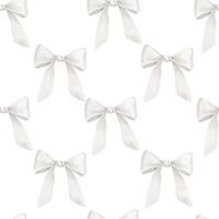 Seamless watercolor Pattern with white Bows. Illustration of background with tied ribbons in pastel colors for baby stationery, nursery wallpaper or childish textile designs. Backdrop for wrapping. vector