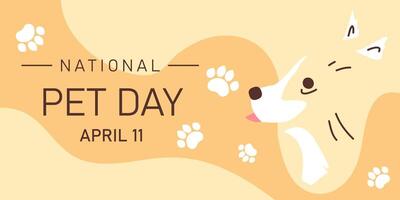 The National Dog Day banner design is a horizontal template featuring a dog. It is a holiday dedicated to pets and working dogs. It includes a flyer, poster, and postcard. vector