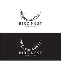 bird nest logo illustration design template, for bird farm, bird business, bird house, bird conservation with modern minimalist concept vector