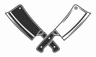 Crossed Butcher Knives Graphic Design Element vector