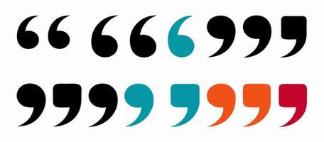 Collection of Colorful Quotation Marks Open and Close, Graphic Design Elements vector