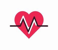 Heart Rate Monitor Icon Red Heart with EKG Line Graphic vector