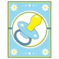 Greeting card for a newborn with a picture of a pacifier, papercut style vector
