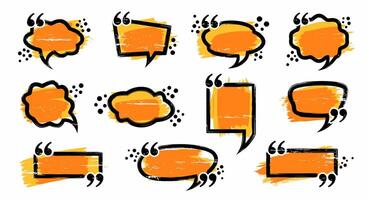 Grunge speech bubble set with quote marks for text, dialogue and communication vector