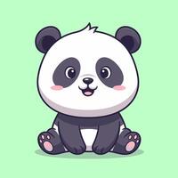 Adorable panda cub sits in a cute pose against a light green background vector
