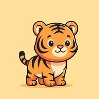 Sweet little tiger cub with stripes in cartoon style for playful designs vector