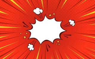 Vibrant Red Comic Book Explosion Background with Speech Bubble vector