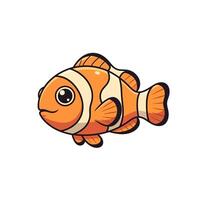 Charming cartoon illustration of a colorful clownfish against a clean white backdrop vector