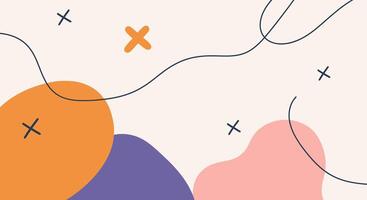 Fun background design with abstract shapes in shades of orange, purple, and pink vector