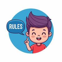 Cute cartoon boy explaining the rules with speech bubble illustration vector