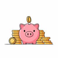Cute Piggy Bank Saving Money Illustration Stacks Coins Financial Savings Concept vector
