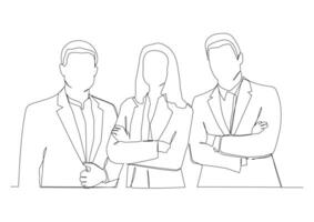 Business team continuous one line drawing. vector