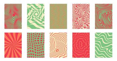 Retro Trippy Poster Backgrounds. Swirl Templates for Text with Liquify Effect and Wavy Designs vector