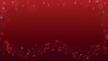 Bright red musical frame. Musical gradient backdrop with flowing notes and symbols for album covers, banners, flyers, ads, karaoke, cards, certificates. vector