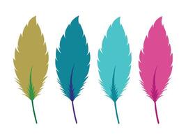 Colorful decorative feathers in various shades isolated on white background representing freedom or artistic expression vector