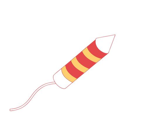 Colorful cartoon firework illustration isolated on a white background suitable for independence day celebration.