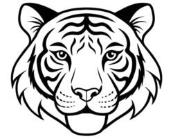 A bold and striking black and white illustration of a majestic tiger face vector