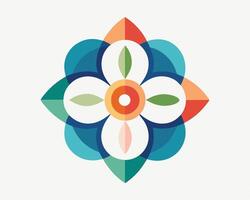 Colorful abstract floral design with geometric shapes perfect for modern decorative elements and backgrounds vector