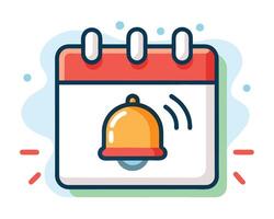 Calendar icon with ringing bell illustration symbolizing upcoming events reminders or notifications concept vector