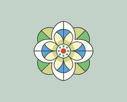 Decorative floral design featuring colorful geometric shapes on a light green background suitable for various applications. vector