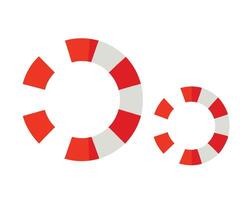 Simple illustration featuring two red and white life preservers on a white background vector