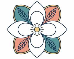 Beautiful stylized flower design with layered petals and leaves perfect for spring or summer themed projects vector
