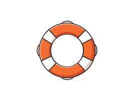 Isolated illustration of a simple orange and white life ring on a clean white background vector