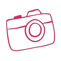 Simple Photo Camera in doodle style isolated on a white. Perfect for advertising, branding and social networks of the photographer vector