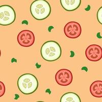 sliced cucumber and tomato pattern vector